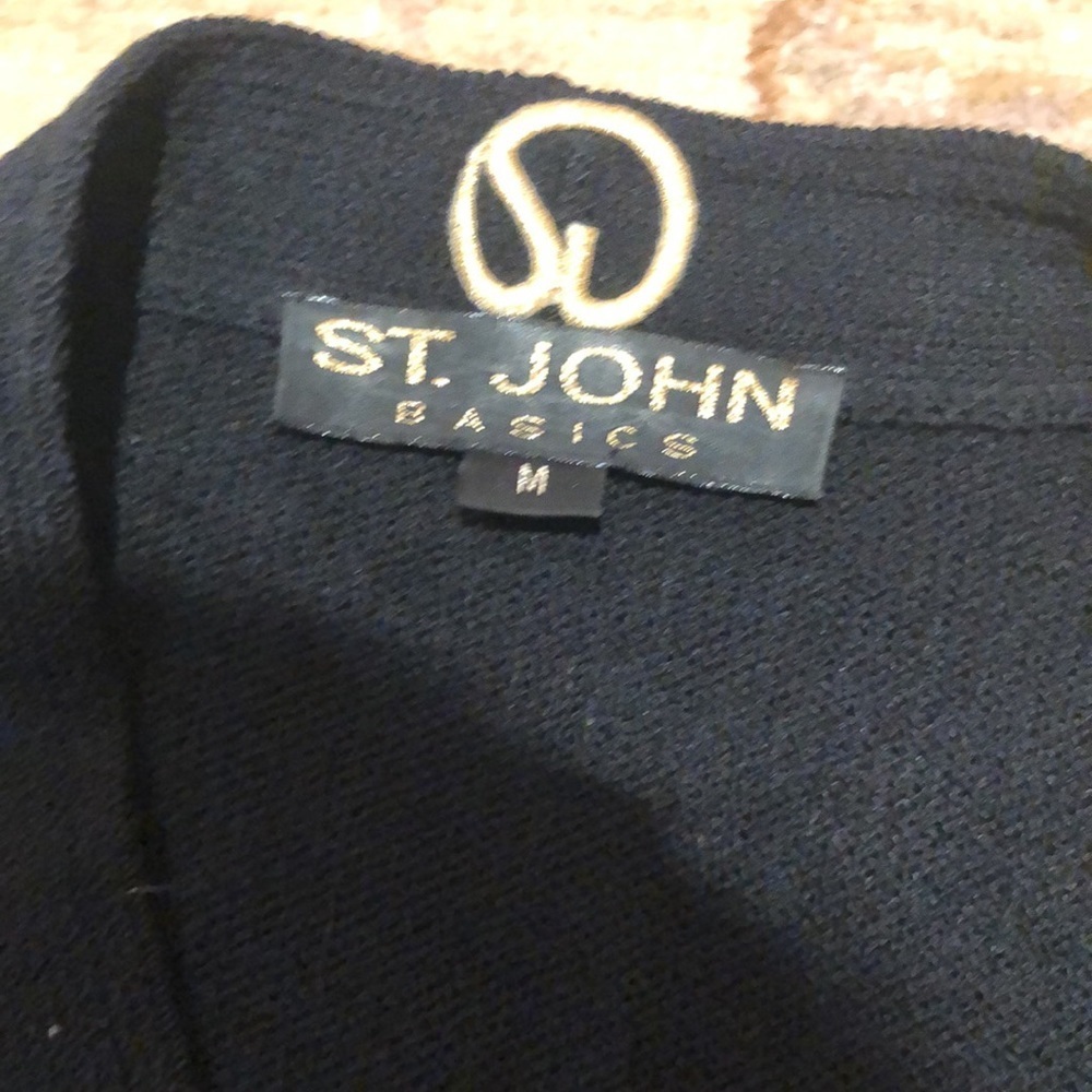 St. John Basics open front black cardigan - Picture 4 of 7